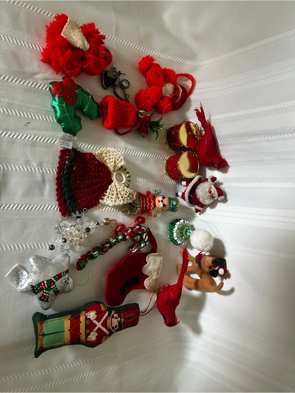 19 Vintage Christmas Tree Ornaments Holiday Decor Santa Stocking Angel Star Red